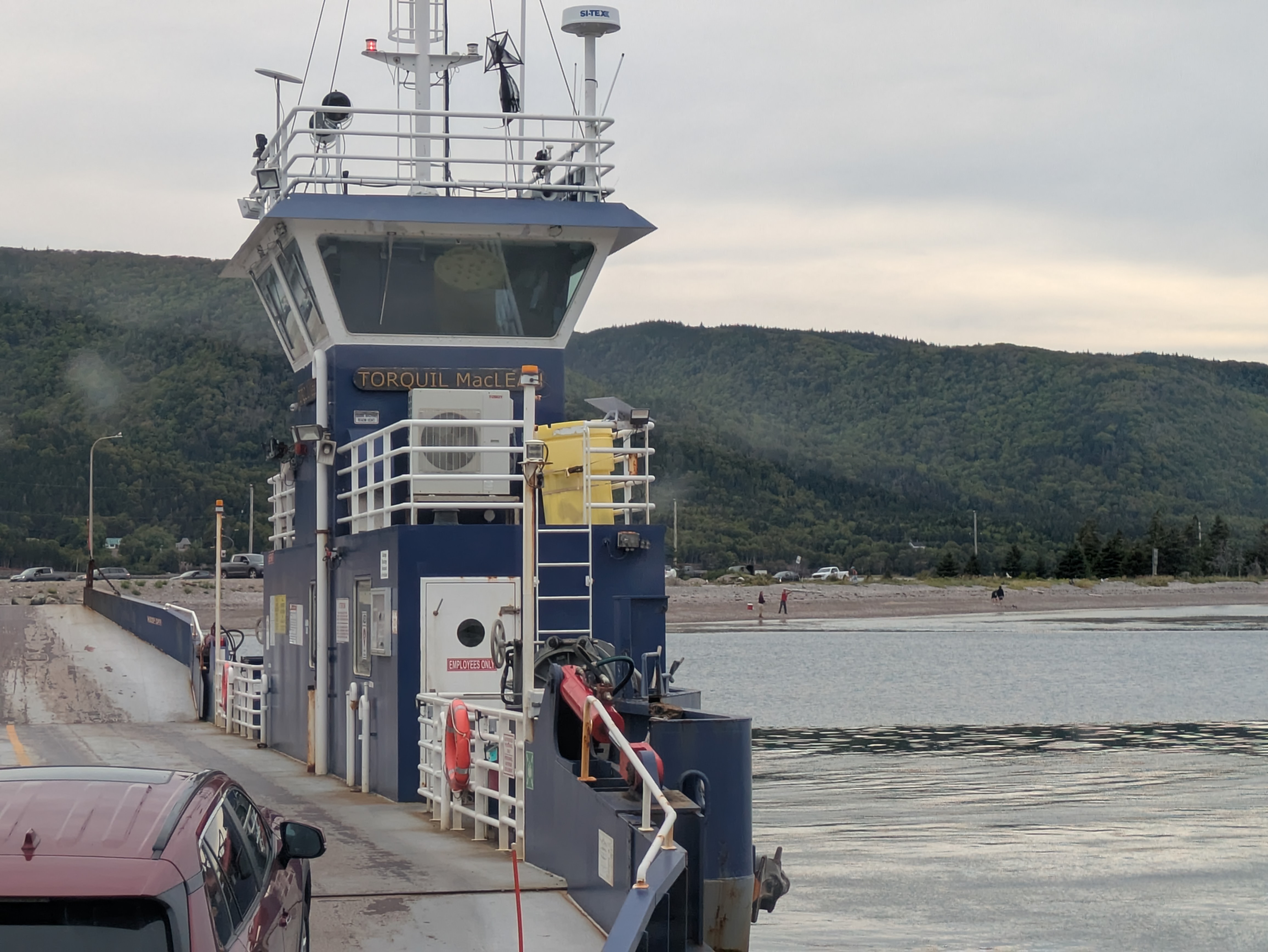 Cars boarding the ferry at Englishtown terminal - loading process