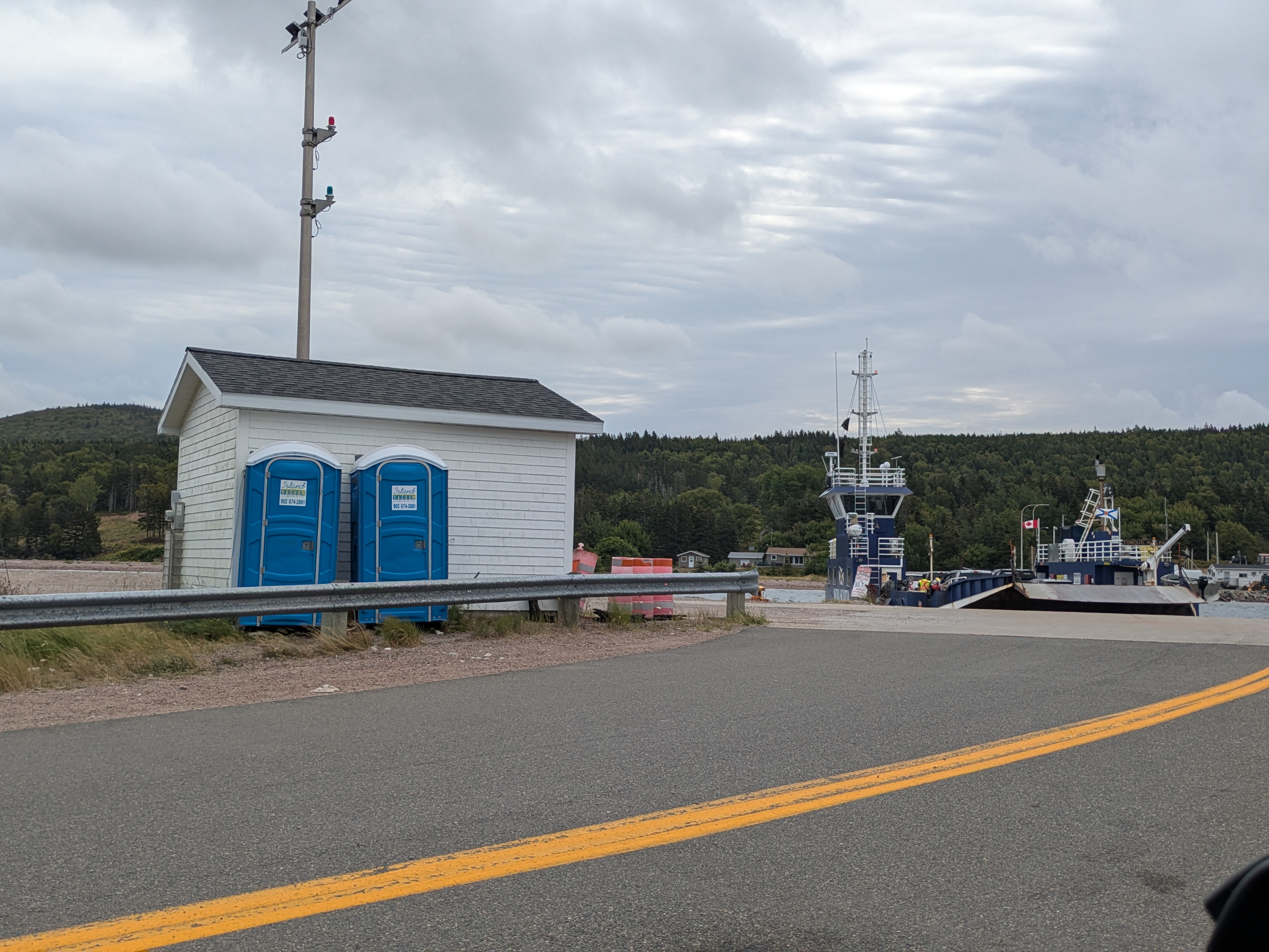 Basic portable toilets at Jersey Cove ferry terminal - limited facilities